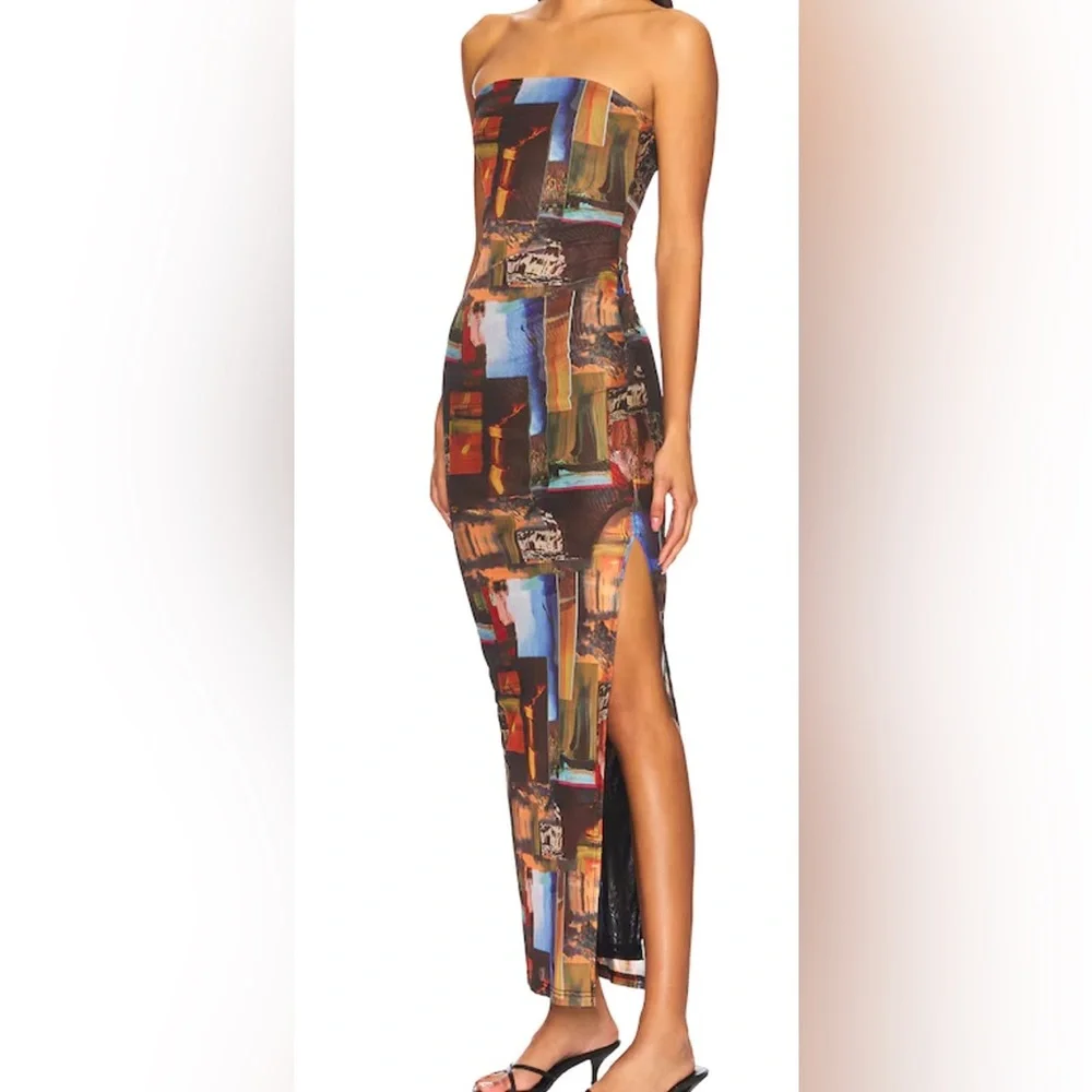 Estella Abstract Multi-Color Printed Maxi Dress. - Picture 3 of 5